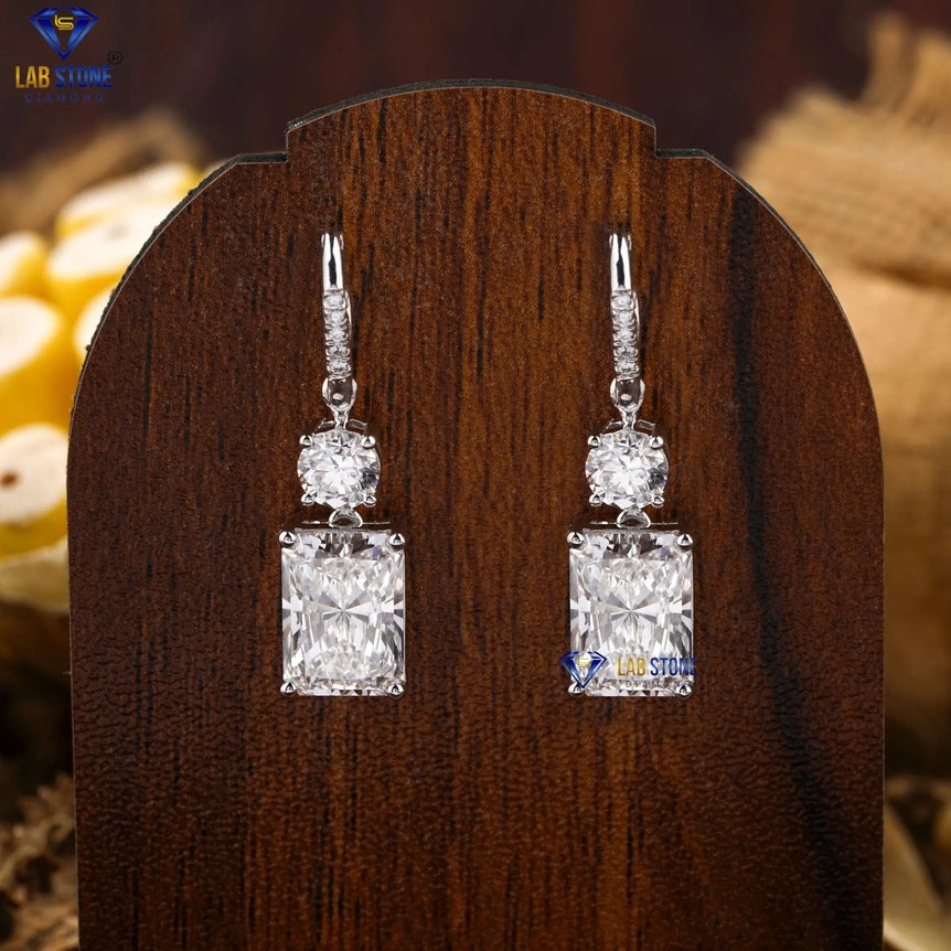 8.88+ Carat Radiant and Round Diamond Earring, Engagement Earring, Wedding Earring, E Color, VVS2-VS2 Clarity