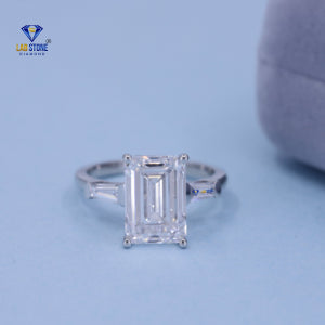 4.82+ Carat Emerald & Baguette Cut Diamond Ring, Engagement Ring, Wedding Ring, E Color, VVS2-VS2 Clarity