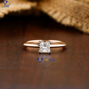 0.75+ Carat Princess Brilliant Cut Diamond Ring, Engagement Ring, Wedding Ring, E Color, VVS2-VS2 Clarity