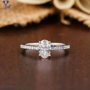 1.28+ Carat Oval And Round Brilliant Cut Diamond Ring, Engagement Ring, Wedding Ring, E Color, VVS2-VS2 Clarity