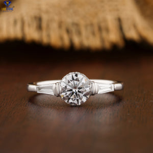 1.346+ Carat Round & Baguette Cut Diamond Ring, Engagement Ring, Wedding Ring, E Color, VVS2-VS2 Clarity