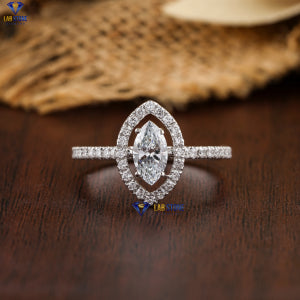 0.838+ Carat Marquise & Round Brilliant Cut Diamond Ring, Engagement Ring, Wedding Ring, E Color, VVS2-VS2 Clarity