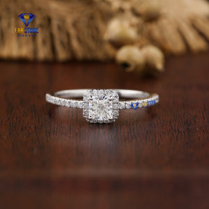 0.734+ Carat Cushion And Round Brilliant Cut Diamond Ring, Halo Pattern Ring, Engagement Ring, Wedding Ring, E Color, VVS2-VS2 Clarity