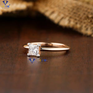 0.75+ Carat Princess Brilliant Cut Diamond Ring, Engagement Ring, Wedding Ring, E Color, VVS2-VS2 Clarity