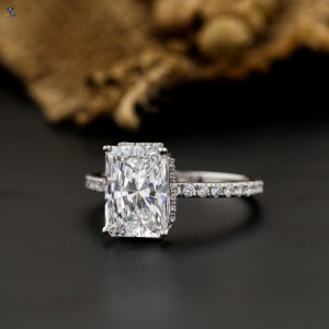 3.622+ Carat Radiant and Round Brilliant Cut Diamond Ring, Engagement Ring, Wedding Ring, E Color, VVS2-VS2 Clarity