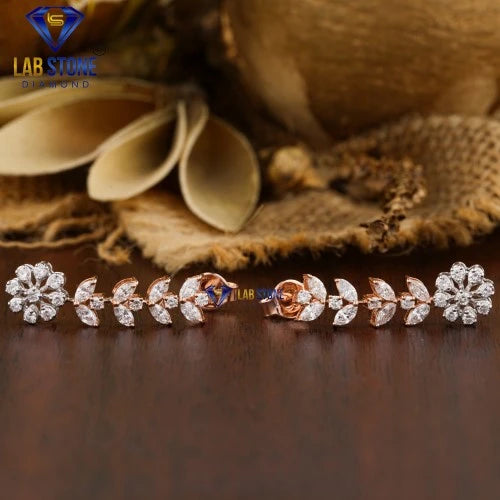 6.62 + Carat Round & Marquise Cut Diamond Necklace, Rose Gold, Diamond Necklace, Engagement Necklace, Wedding Necklace , E Color, VVS2-VS2 Clarity