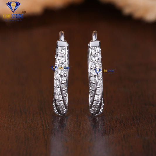 1.20 +Carat Round Brilliant Cut Diamond Hoop Earring, White Gold, Engagement Earring, Wedding Earring, E Color, VVS2-VS2 Clarity