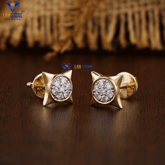 0.196 +Carat  Round Cut Diamond Earring , Yellow Gold, Engagement Earring, Wedding Earring, E Color, VVS2-VS2 Clarity