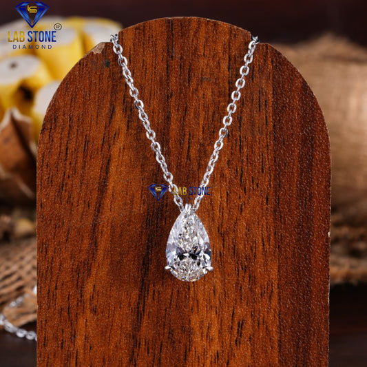 3.11 + Carat Pear Cut Diamond Pendant, Engagement Pendant, Solitaire Pendant, White Gold, Wedding Pendant, E Color, VVS2-VS2 Clarity