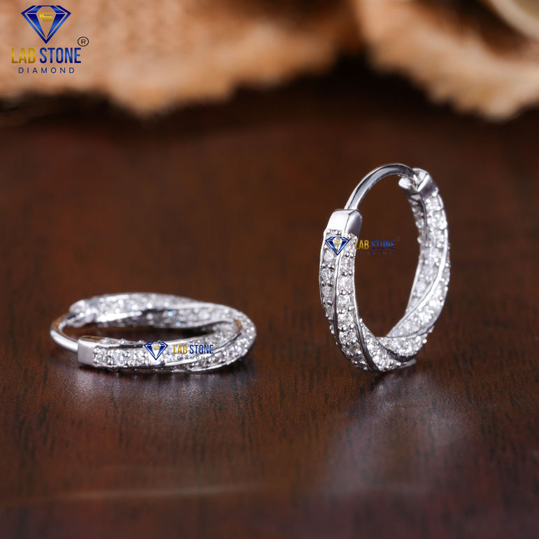 1.20 +Carat Round Brilliant Cut Diamond Hoop Earring, White Gold, Engagement Earring, Wedding Earring, E Color, VVS2-VS2 Clarity