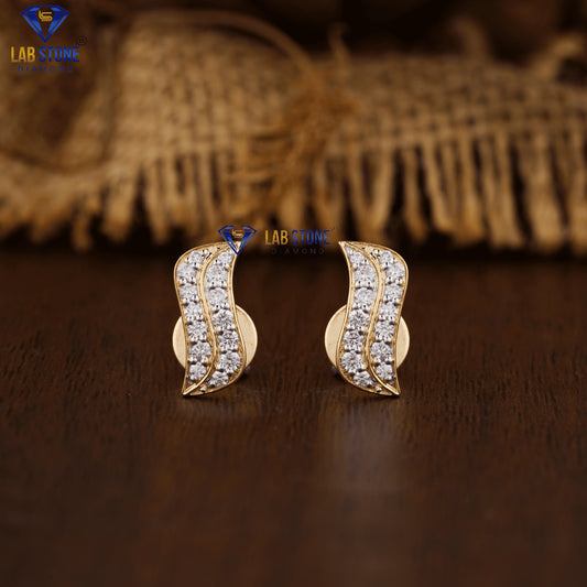 0.31 +Carat Round Cut Diamond Earring, Yellow Gold, Engagement Earring, Wedding Earring, E Color, VVS2-VS2 Clarity