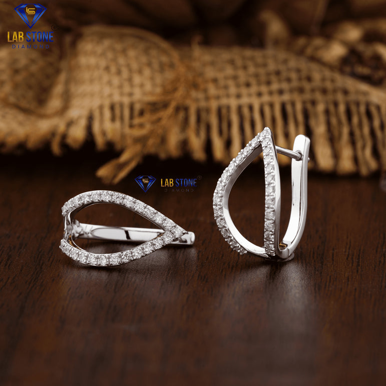 0.55 + Carat Round Brilliant Cut Diamond Earring, White Gold, Engagement Earring, Wedding Earring, E Color, VVS2-VS2 Clarity