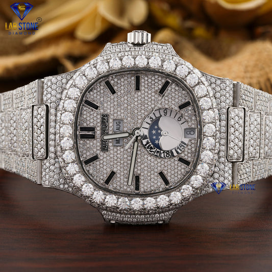 22.25 TDW Round Brilliant Cut Diamond | Diamond Watch | Moissanite Diamond | Luxury Watch