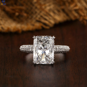6.21+ Carat Radiant & Round Cut Diamond Ring, Engagement Ring, Wedding Ring, E Color, VVS2-VS2 Clarity
