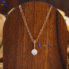 0.33 + Carat Round Brilliant Cut Diamond Pendant With Chain, Rose Gold, Engagement Pendant, Wedding Pendant, E Color, VVS2-VS2 Clarity