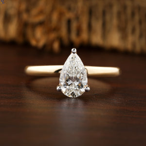 1.28 + Carat Pear Cut Diamond Ring, Engagement Ring, Wedding Ring, E Color, VVS2-VS2 Clarity