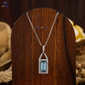 1.27 + Carat F.B. Baguette & Round Cut Diamond Pendant With Chain, White Gold, Engagement Pendant, Wedding Pendant, E Color, VVS2-VS2 Clarity