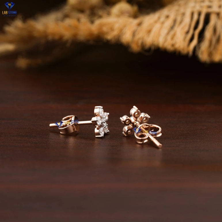 0.18 +Carat Round Brilliant Cut Diamond Stud Earring, Rose Gold, Engagement Earring, Wedding Earring, E Color, VVS2-VS2 Clarity
