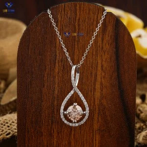 1.23 + Carat Round Brilliant Cut Diamond Pendant With Chain, White Gold, Engagement Pendant, Wedding Pendant, E Color, VVS2-VS2 Clarity