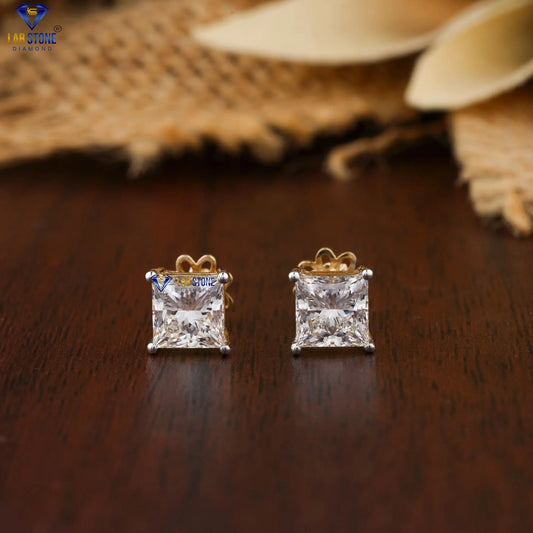 0.60+ Carat Princess Cut Diamond Earring, Engagement Earring, Wedding Earring, E Color, VVS2-VS2 Clarity