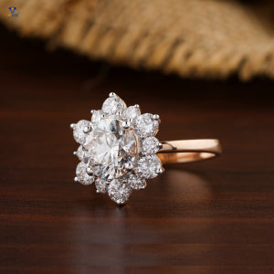 2.99+ Carat Round Cut Diamond Ring, Engagement Ring, Wedding Ring, E Color, VVS2-VS2 Clarity