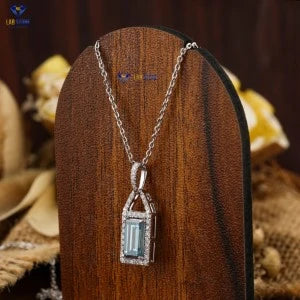 1.27 + Carat F.B. Baguette & Round Cut Diamond Pendant With Chain, White Gold, Engagement Pendant, Wedding Pendant, E Color, VVS2-VS2 Clarity