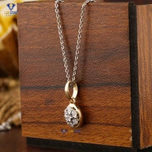 0.07 + Carat Round Brilliant Cut Diamond Pendant With Chain , Yellow Gold, Engagement Pendant, Wedding Pendant, E Color, VVS2-VS2 Clarity