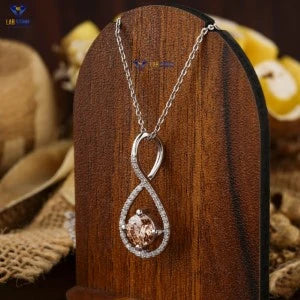 1.23 + Carat Round Brilliant Cut Diamond Pendant With Chain, White Gold, Engagement Pendant, Wedding Pendant, E Color, VVS2-VS2 Clarity