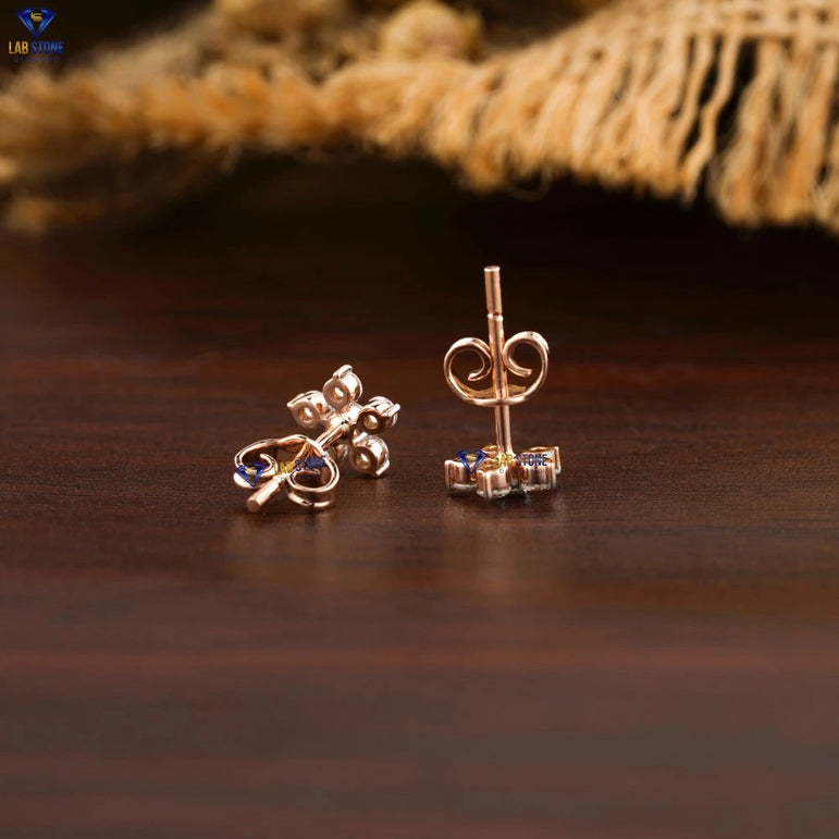 0.18 +Carat Round Brilliant Cut Diamond Stud Earring, Rose Gold, Engagement Earring, Wedding Earring, E Color, VVS2-VS2 Clarity