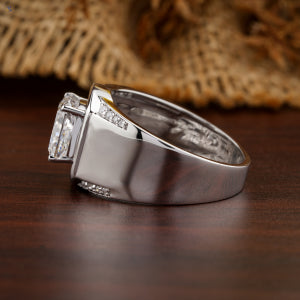 3.31+ Carat Cushion & Round Cut Diamond Ring, Men's Ring, Engagement Ring, Wedding Ring, E Color, VVS2-VS2 Clarity