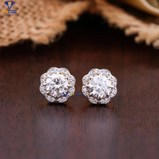 1.54 + Carat Round Cut Diamond Earring, Engagement Earring, Wedding Earring, E Color, VVS2-VS2 Clarity