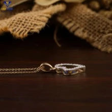 0.21 + Carat Round Brilliant Cut Diamond Pendant With Chain, Yellow Gold, Engagement Pendant, Wedding Pendant, E Color, VVS2-VS2 Clarity