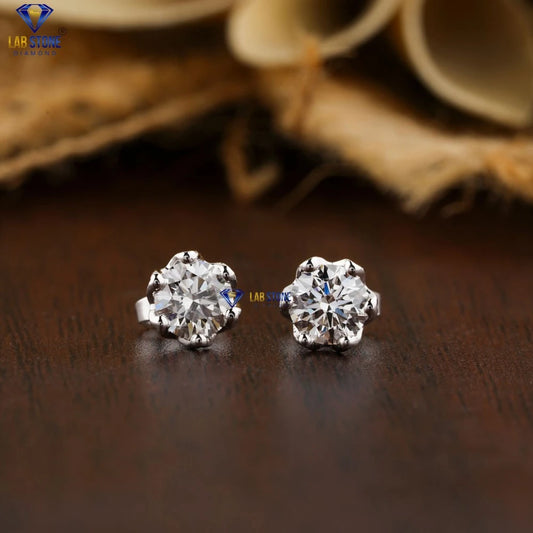 0.88 +Carat Round Brilliant Cut Diamond Earring , White Gold, Diamond Stud, Engagement Earring, Wedding Earring, E Color, VVS2-VS2 Clarity