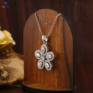 1.57 + Carat Pear & Round Brilliant Cut Diamond Pendant With Chain, White Gold, Engagement Pendant, Wedding Pendant, E Color, VVS2-VS2 Clarity