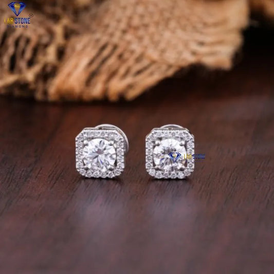 1.28 + Carat Round Cut Diamond Earring, White Gold, Engagement Earring, Wedding Earring, E Color, VVS2-VS2 Clarity