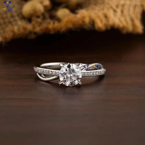 1.25+ Carat Round Cut  Diamond Ring, Engagement Ring, Wedding Ring, E Color, VVS2-VS2 Clarity