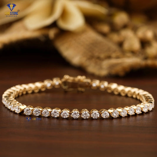 3.036 + Carat Round Cut Diamond Bracelet, Tennis Bracelet, Yellow Gold, Engagement Bracelet, Wedding Bracelet, E Color, VVS2-VS2 Clarity