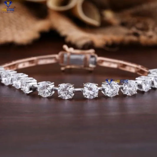 6.09 + Carat  Round Brilliant Cut Diamond Bracelet, Rose Gold, Tennis Bracelet, Engagement Bracelet, Wedding Bracelet, E Color, VVS2-VS2 Clarity