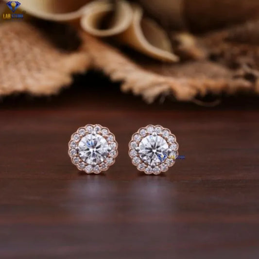 1.71 + Carat Round Cut Diamond Earring, Rose Gold, Engagement Earring, Wedding Earring, E Color, VVS2-VS2 Clarity