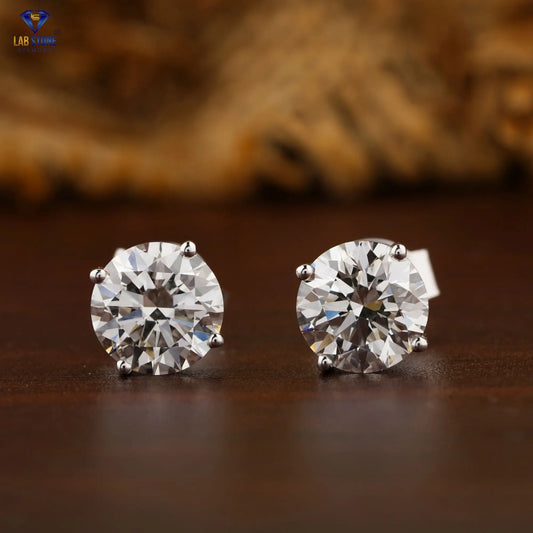 0.60 + Carat Round Brilliant Cut Diamond Stud, White Gold, Engagement Earring, Wedding Earring, E Color, VVS2-VS2 Clarity