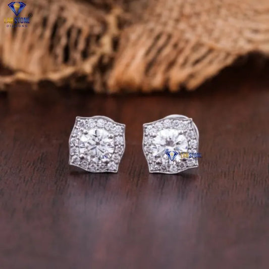 1.50 + Carat Round Cut Diamond Earring, White Gold, Engagement Earring, Wedding Earring, E Color, VVS2-VS2 Clarity