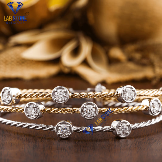 2.00 + Carat Round Brilliant Cut Diamond, Yellow, White & Rose Gold, Engagement Bracelet, Wedding Bracelet, E Color, VVS2-VS2 Clarity