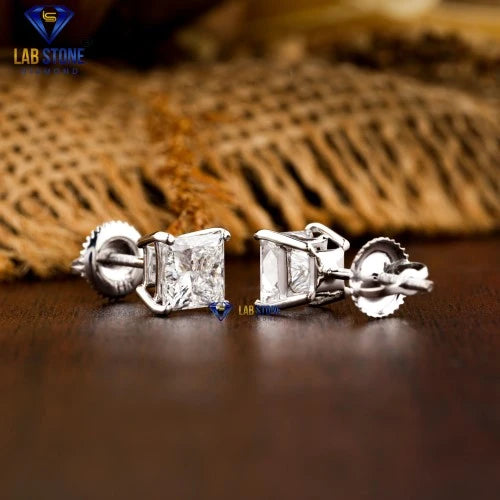 0.55+ Carat Princess Cut Diamond Earring, Engagement Earring, Wedding Earring, E Color, VVS2-VS2 Clarity