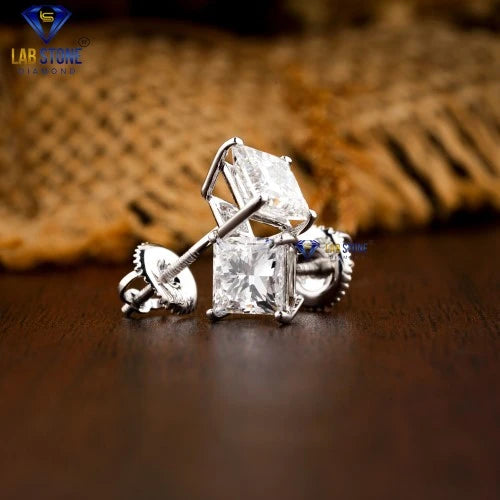 0.55+ Carat Princess Cut Diamond Earring, Engagement Earring, Wedding Earring, E Color, VVS2-VS2 Clarity