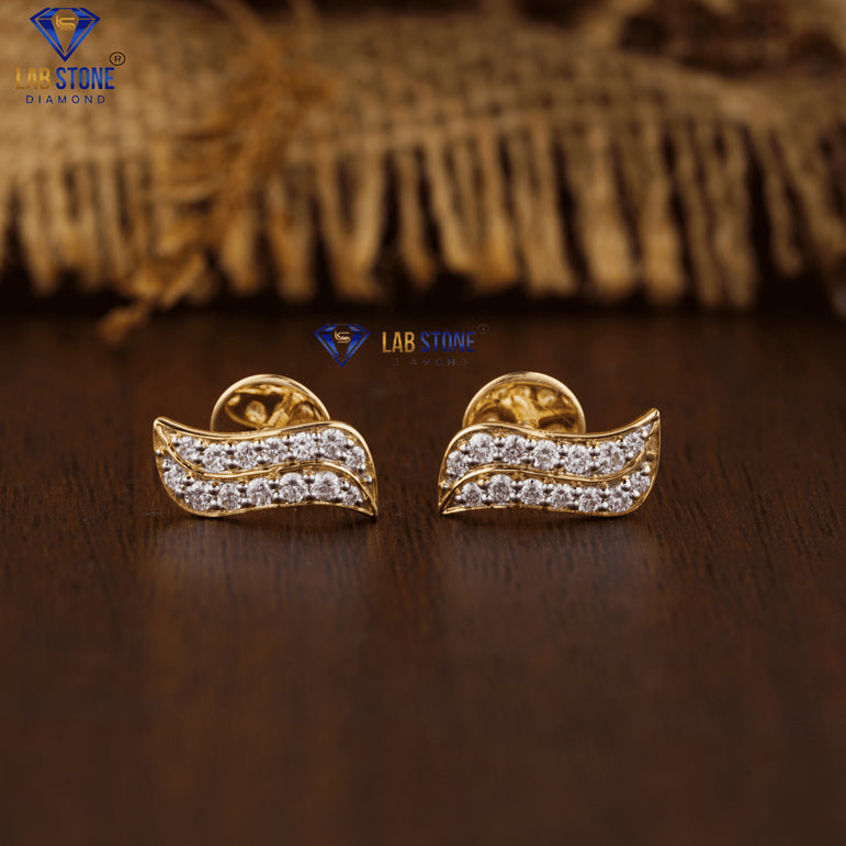 0.31 +Carat Round Cut Diamond Earring, Yellow Gold, Engagement Earring, Wedding Earring, E Color, VVS2-VS2 Clarity
