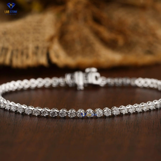 1.94 + Carat Round Cut Diamond, Tennis Bracelet, White Gold, Engagement Bracelet, Wedding Bracelet, E Color, VVS2-VS2 Clarity