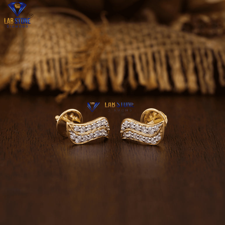 0.31 +Carat Round Cut Diamond Earring, Yellow Gold, Engagement Earring, Wedding Earring, E Color, VVS2-VS2 Clarity