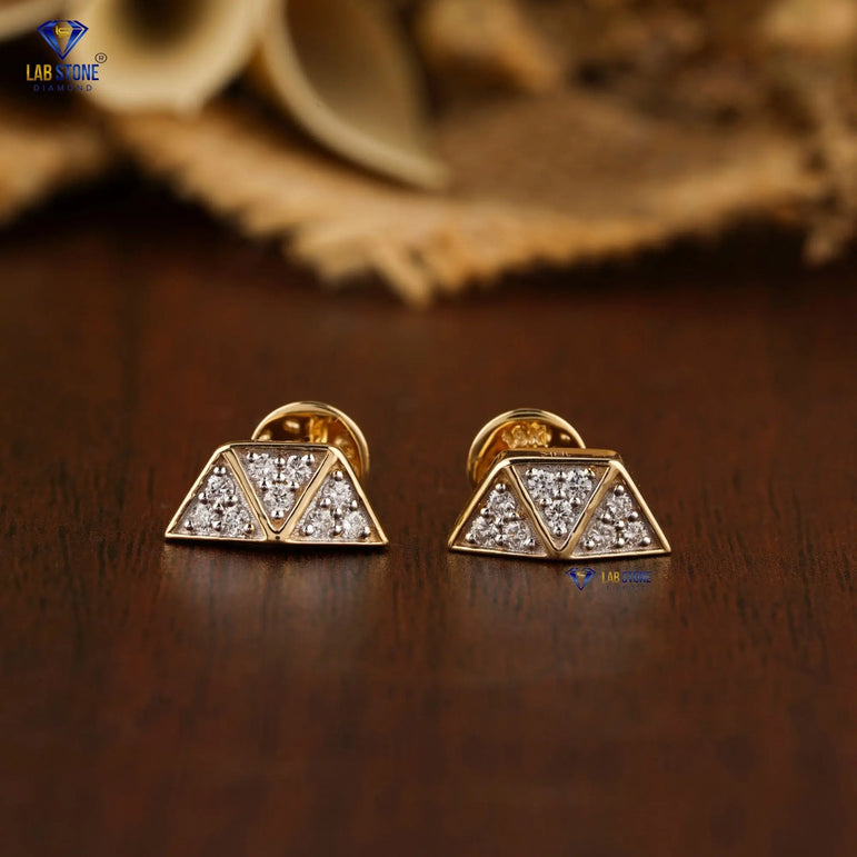0.216 +Carat Round Cut Diamond Earring  , Yellow Gold , Labgrown Diamond , Engagement Earring, Wedding Earring, E Color, VVS2-VS2 Clarity