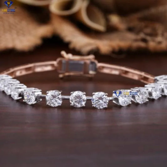 6.09 + Carat  Round Brilliant Cut Diamond Bracelet, Rose Gold, Tennis Bracelet, Engagement Bracelet, Wedding Bracelet, E Color, VVS2-VS2 Clarity