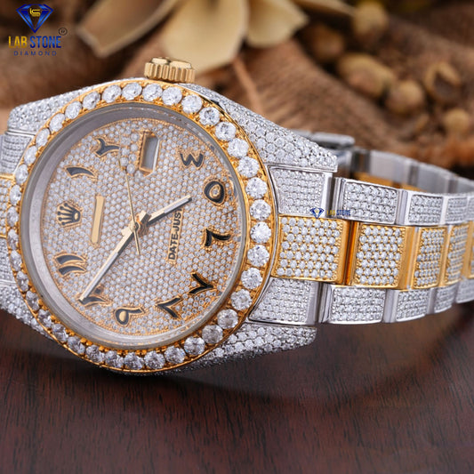 21.51 TDW Round Brilliant Cut Diamond | Diamond Watch | Moissanite Diamond | Luxury Watch